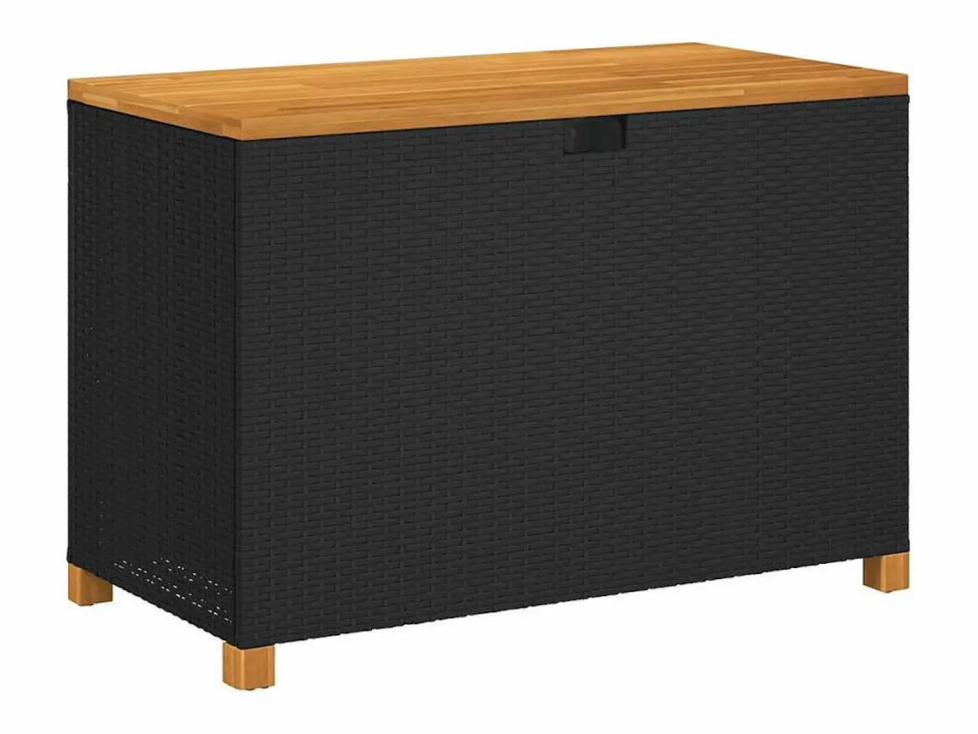 vidaxl Caja de almacenaje jardín madera acacia ratán 110x55x63cm Negro Online