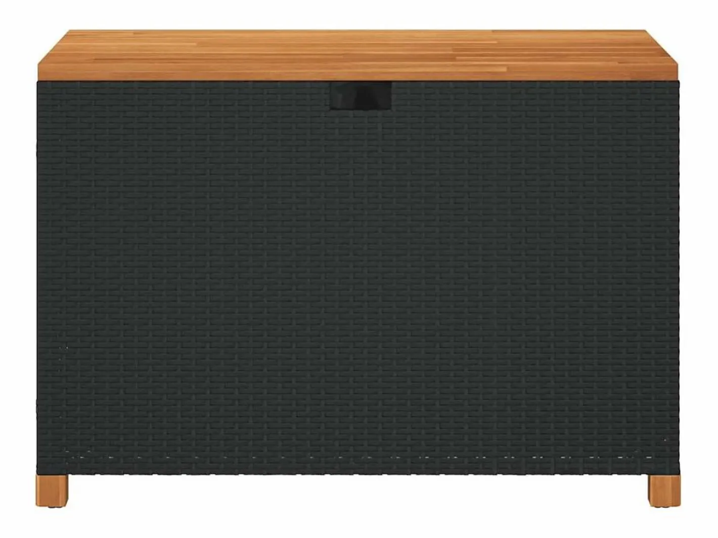 vidaxl Caja de almacenaje jardín madera acacia ratán 110x55x63cm Negro Online