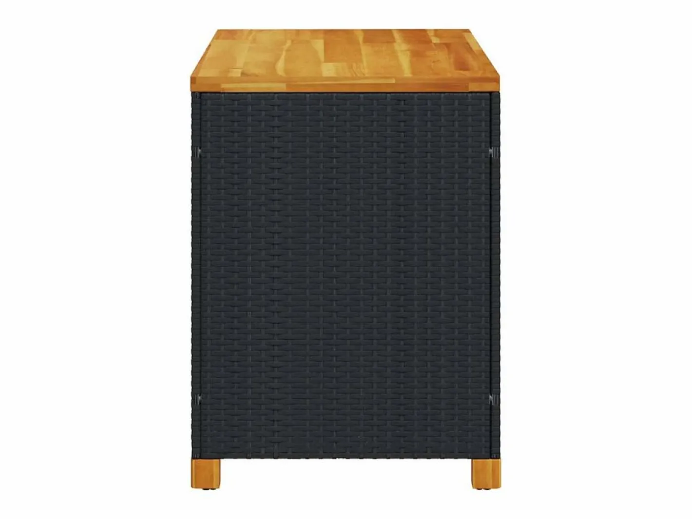 vidaxl Caja de almacenaje jardín madera acacia ratán 110x55x63cm Negro Online