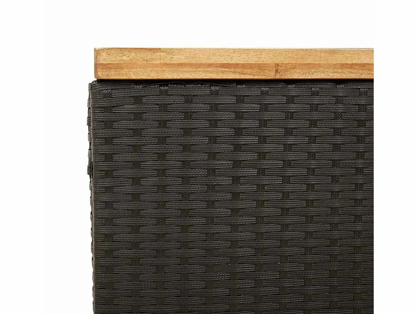 vidaxl Caja de almacenaje jardín madera acacia ratán 110x55x63cm Negro Online