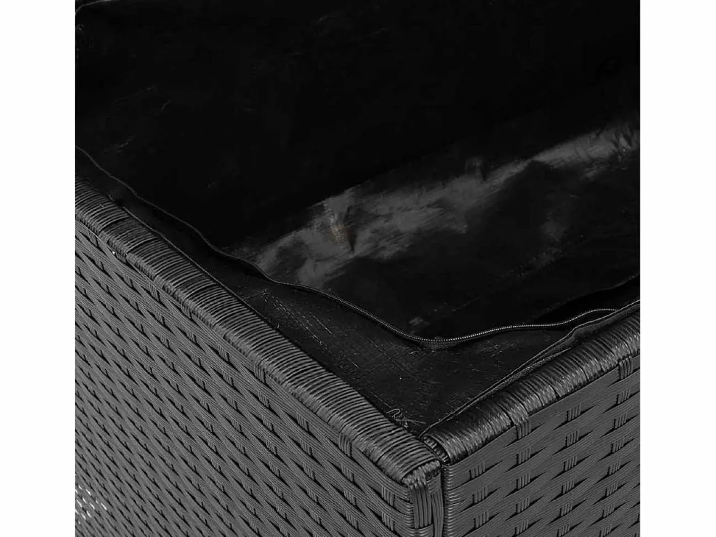vidaxl Caja de almacenaje jardín madera acacia ratán 110x55x63cm Negro Online