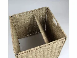 Calicosy Accesorios De Almacenaje|Caja de almacenaje plegable de junco marino - 32 x 32 x 32 cm