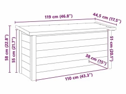 Caja de almacenaje 44x119x57 cm Madera de pino impregnada Marru00f3n New