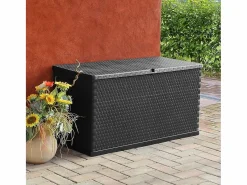 Caja de almacenamiento de jardín antracita ratán PP 120x56x63cm ES265378 Gris antracita Online