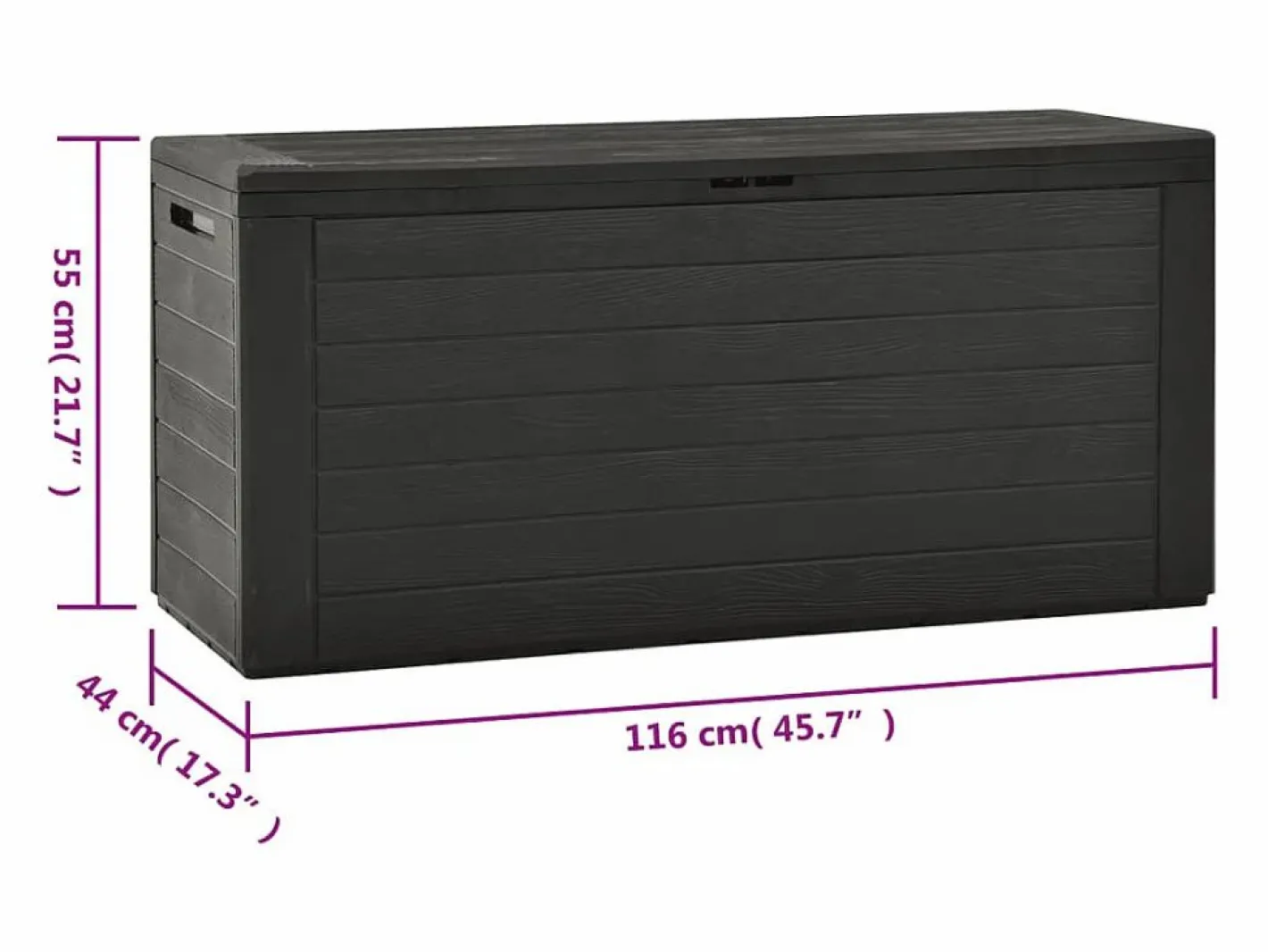 vidaxl Caja de almacenamiento de jardín 116x44x55 cm Gris antracita