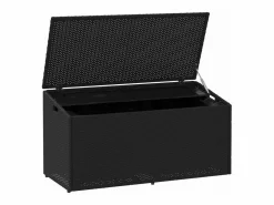 Caja de almacenamiento de jardín negra 110x50x58 cm resina tejida Negro