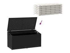 Caja de almacenamiento de jardín negra 110x50x58 cm resina tejida Negro