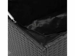 Caja de almacenamiento de jardín negra 110x50x58 cm resina tejida Negro