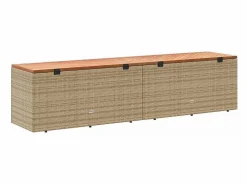 Caja de almacenamiento de jardín hecha de resina tejida y madera de acacia^