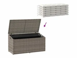 Caja de almacenamiento de jardín 110x50x58 cm resina tejida^ New