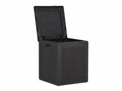 Caja de almacenamiento de jardín 90 L Ratán PP Negro