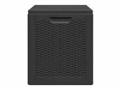 Caja de almacenamiento de jardín 90 L Ratán PP Negro