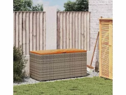 Caja de almacenamiento de jardín hecha de resina trenzada y madera de acacia^ Clearance