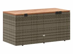 Caja de almacenamiento de jardín hecha de resina trenzada y madera de acacia^ Clearance