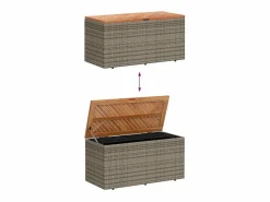 Caja de almacenamiento de jardín hecha de resina trenzada y madera de acacia^ Clearance