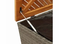Caja de almacenamiento de jardín hecha de resina trenzada y madera de acacia^ Clearance