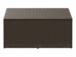 Caja de almacenamiento de jardín marrón 110x50x58 cm resina tejida^ Sale
