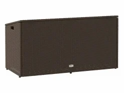 Caja de almacenamiento de jardín marrón 110x50x58 cm resina tejida^ Sale