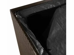 Caja de almacenamiento de jardín marrón 110x50x58 cm resina tejida^ Sale