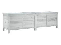 Caja de almacenamiento de jardín blanca de madera maciza de abeto Blanco Discount