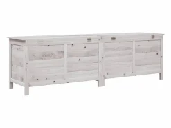 Caja de almacenamiento de jardín blanca de madera maciza de abeto Blanco Discount