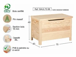 Caja de almacenamiento de pino 85L^Astigarraga Sale