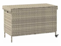 Caja de almacenamiento de jardín y ruedas de mimbre de resina claro Gris Hot