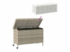 Caja de almacenamiento de jardín y ruedas de mimbre de resina claro Gris Hot