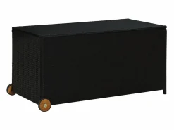 Caja de almacenamiento de jardín negra 120x65x61 cm resina tejida^ Outlet