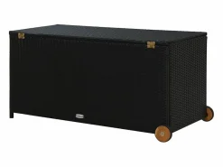 Caja de almacenamiento de jardín negra 120x65x61 cm resina tejida^ Outlet