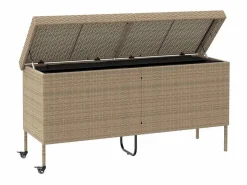 Armario De Jardín|Caja de almacenamiento de jardín con ruedas, 160x55x75 cm, resina trenzada