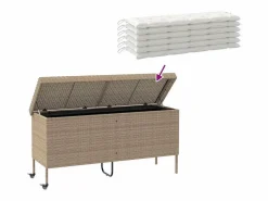 Armario De Jardín|Caja de almacenamiento de jardín con ruedas, 160x55x75 cm, resina trenzada