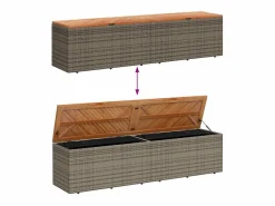 Armario De Jardín|Caja de almacenamiento de jardín hecha de resina trenzada y madera de acacia