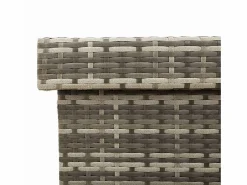 Caja de almacenamiento para jardín de mimbre de resina y ruedas Gris