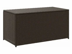 Caja de almacenamiento para jardín de resina tejida 100x50x50 cm marrón^