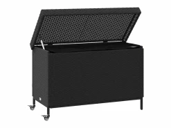 Caja de almacenamiento para jardín de mimbre de resina negra y ruedas^ Clearance