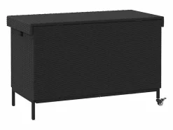 Caja de almacenamiento para jardín de mimbre de resina negra y ruedas^ Clearance