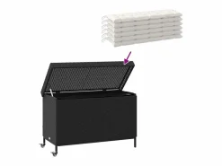 Caja de almacenamiento para jardín de mimbre de resina negra y ruedas^ Clearance
