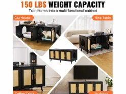 Caja de Arena para Gatos SucceBuy, Muebles Ocultos de Madera con 2 Habitaciones, Color^ Sale