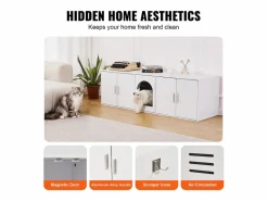 Caja de Arena para Gatos SucceBuy, Muebles Ocultos de Madera, 57,9 Pulgadas, Color Blanco Hot