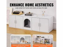 Caja de Arena para Gatos SucceBuy, Muebles Ocultos de Madera, 57,9 Pulgadas, Color Blanco Hot