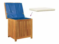 Caja de cojines para exterior 60x50x61 cm madera maciza de acacia^