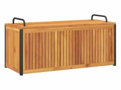 Caja de cojines para exterior fabricada en madera maciza de acacia y acero. Marru00f3n Discount