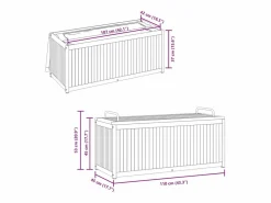 Caja de cojines para exterior fabricada en madera maciza de acacia y acero. Marru00f3n Discount