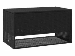 Armario De Jardín|Caja de cojín exterior negra 100x55x55,5cm resina tejida