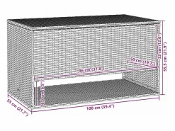 Armario De Jardín|Caja de cojín exterior negra 100x55x55,5cm resina tejida