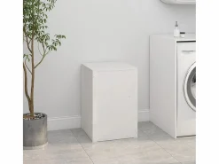 Caja de lavandería blanca 44x44x66 cm Madera maciza de pino Blanco New
