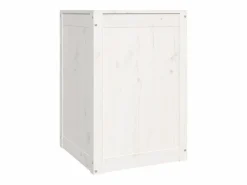 Caja de lavandería blanca 44x44x66 cm Madera maciza de pino Blanco New