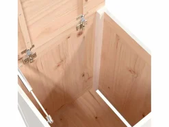 Caja de lavandería blanca 44x44x66 cm Madera maciza de pino Blanco New