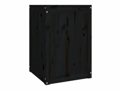 Caja de lavandería negra 44x44x66 cm Madera maciza de pino^